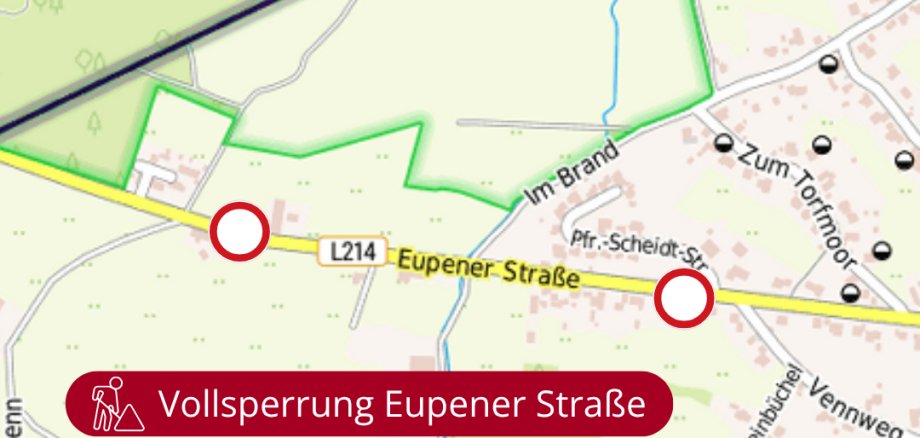 Mützenich Eupener Straße Vollsperrung