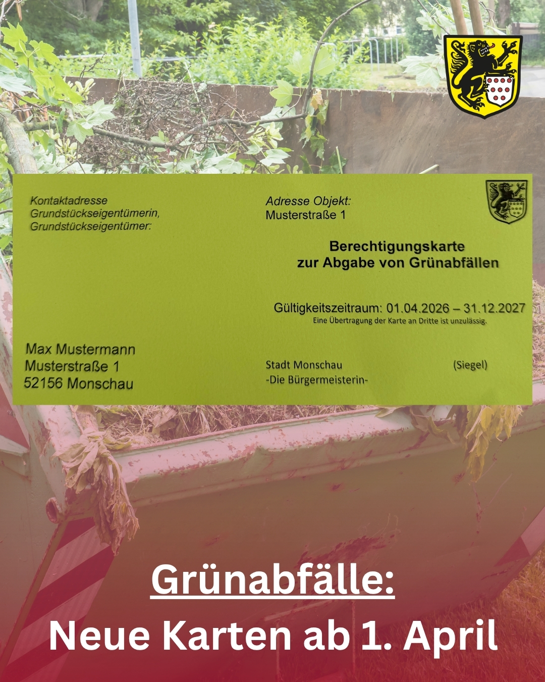 Neue Berechtigungskarte für Grünabfälle ab 01.04.2026
