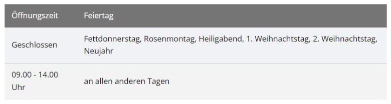 Öffnungszeiten Stadt Monschau