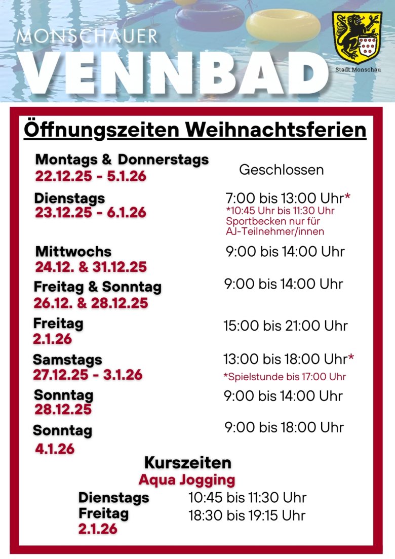 Öffnungszeiten Weihnachtsferien 2025