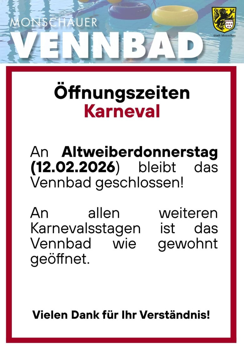 Öffnungszeiten Karneval - 1 Öffnunszeiten Altweiber